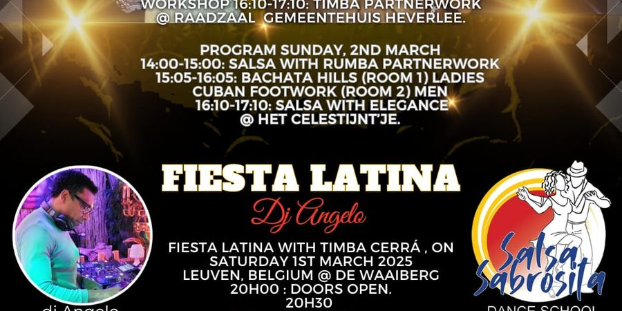 image - Zaterdag Cuban/Bachata bootcamps TIMBA CERRA @ Salsasabrosita.be