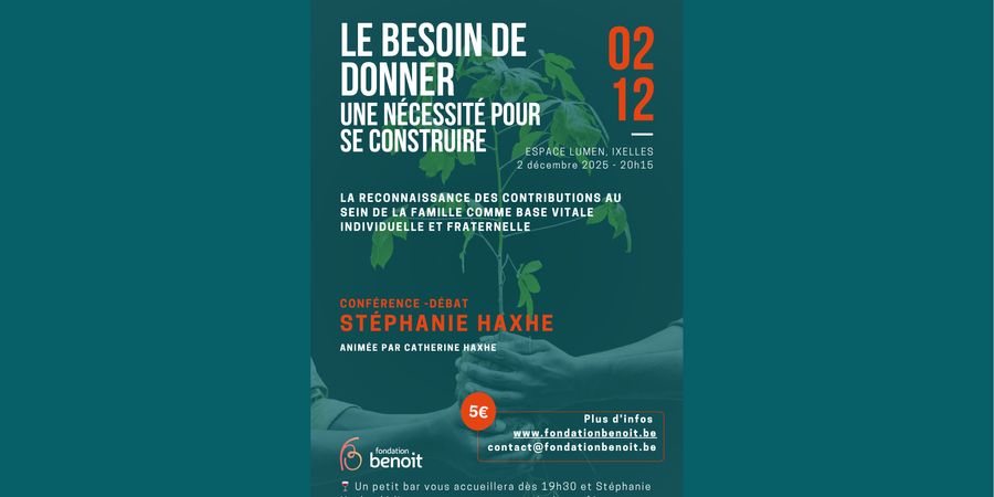 image - Conférence-Débat de Stéphanie Haxhe: Le besoin de donner, une nécessité pour se construire 