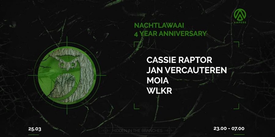 image - 4 years Nachtlawaai with Cassie Raptor, Jan Vercauteren, Moia, Wlkr