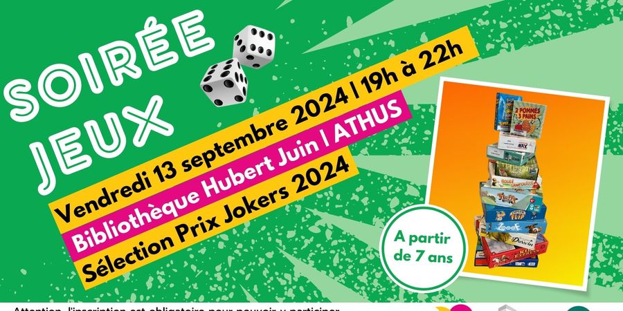 image - Soirée jeux à la bibliothèque d'Athus | Prix Jokers 2024