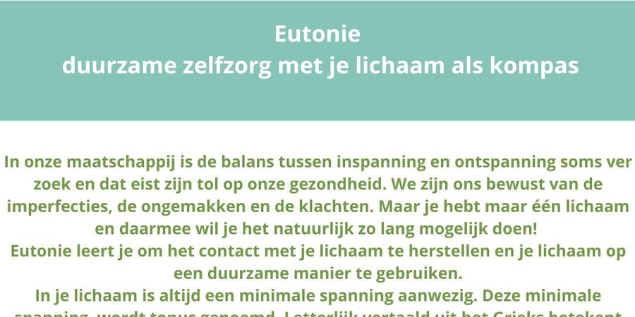 image - GRATIS kennismakingsmoment Eutonie 