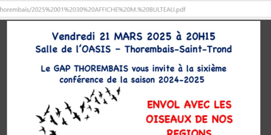 image - Conférence à Thorembais : comment attirer les oiseaux dans nos jardins