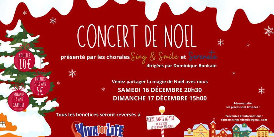 image - Concert de Noël par les chorales Sing&Smile et Serenata - au profit de Viva for Life