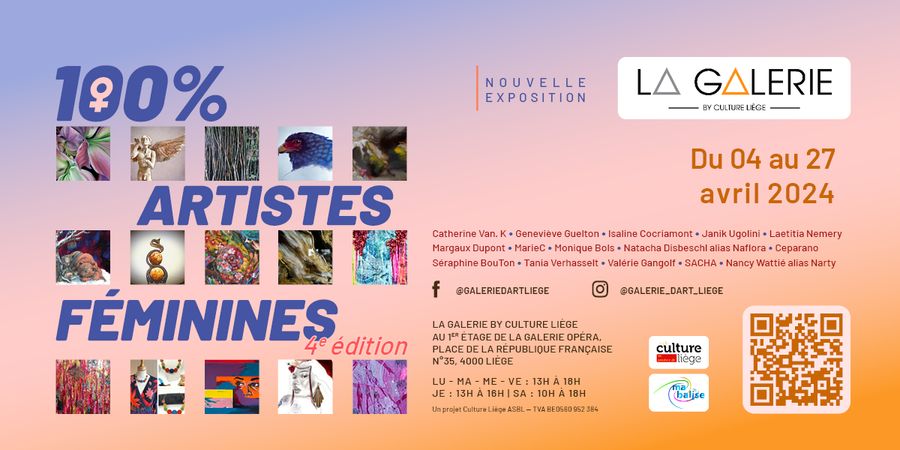 image - Nouvelle exposition & vernissage d'avril 2024 : 100% Artistes Féminines - 4e Edition