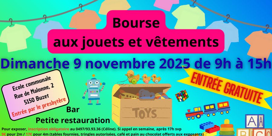 image - Bourse aux jouets et vêtements à Buzet (Floreffe) le 9 novembre de 9h à 15h