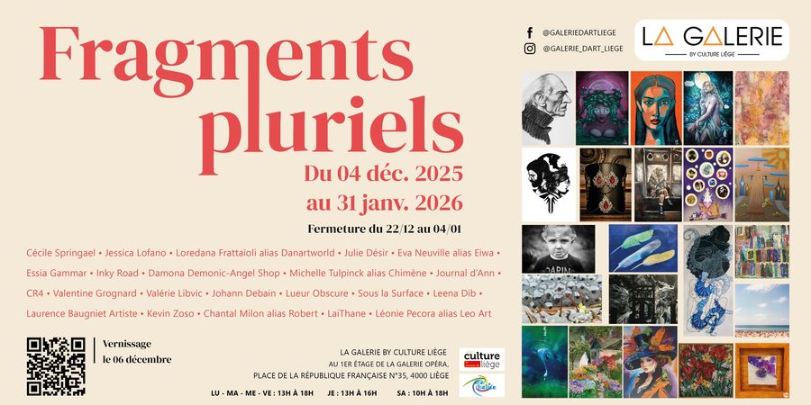 image - Vernissage de Décembre 2025 & Janvier 2026 : Exposition : « Fragments Pluriels »