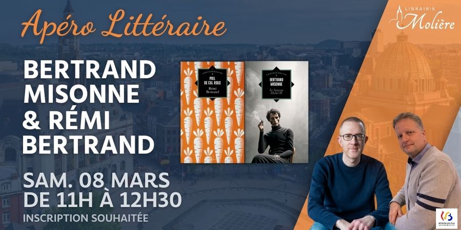 image - Apéro Littéraire avec 2 auteurs Carolos à la librairie Molière