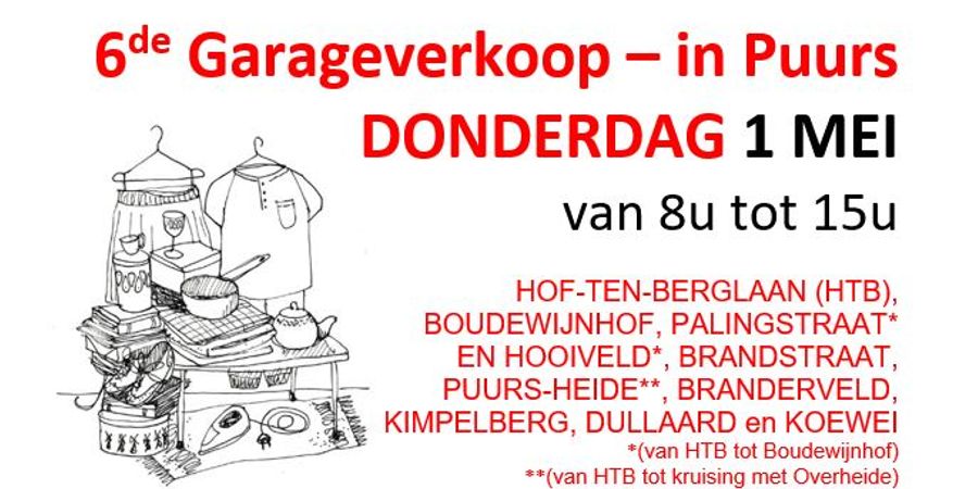 image - 5de garageverkoop in Puurs: Hof ten Berglaan en omliggende straten