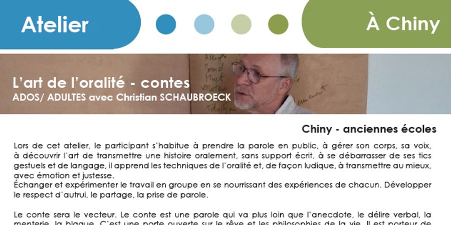 image - Atelier : L'art de l'oralité & conte
