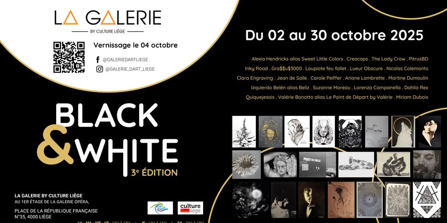 image - Nouvelle exposition & vernissage d'Octobre 2025 : Exposition : « Black & White - 3e Edition »