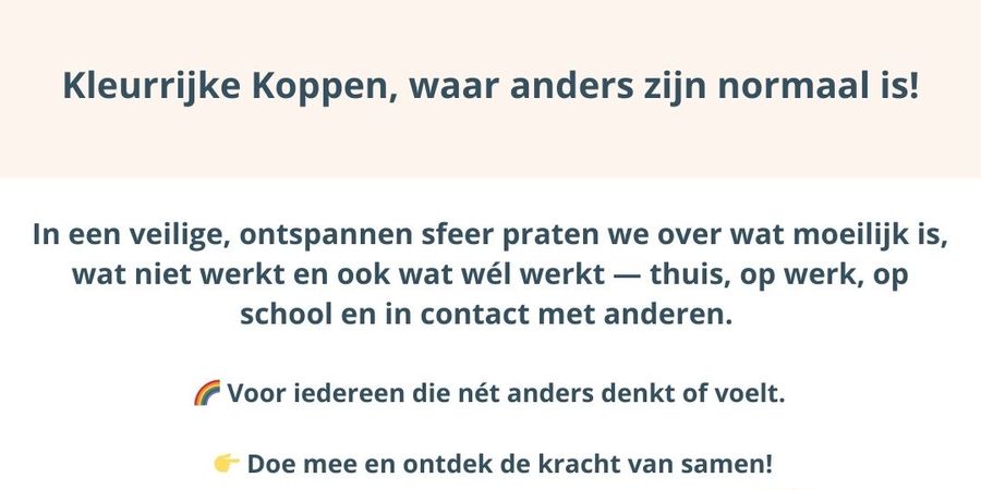 image - Kleurrijke Koppen - waar anders zijn normaal is