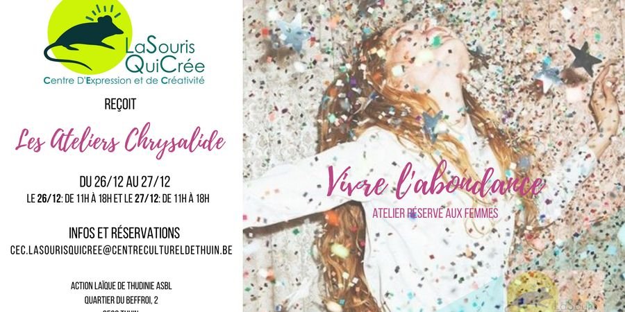 image -  Atelier Chrysalide « Vivre l’abondance » Workshop destiné aux femmes
