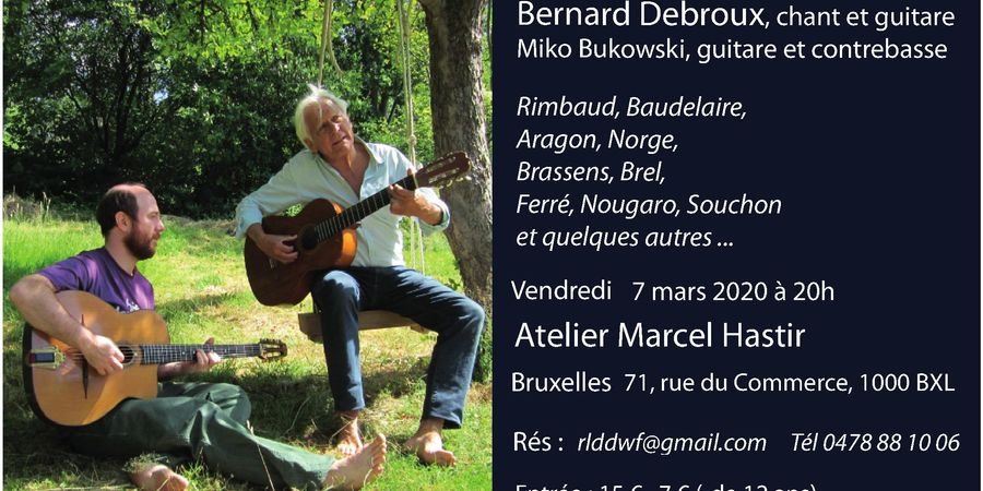 image - Bernard Debroux (zang en gitaar) & Miki Bukowski (gitaar en contrabas)  -  Franse Chanson en Poëzie