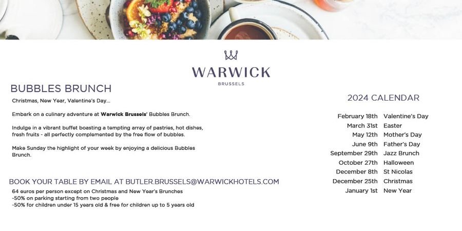 image - Bubbles Brunch @ Warwick Hotel